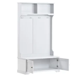 3-in-1 Design Hall Tree Entryway Bench With Shelves Cabinet And Four Hooks-ModernLuxe 24 3-in-1 Design Hall Tree Entryway Bench With Shelves Cabinet And Four Hooks-ModernLuxe -Luxe Furniture Sale GUEST cd579b64 82d0 4796 a0ea d84aa0a239d2