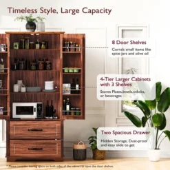 ModernLuxe 71"H Farmhouse Kitchen Pantry Cabinet with 2 Drawers & 8 Door Shelves 20 ModernLuxe 71"H Farmhouse Kitchen Pantry Cabinet with 2 Drawers & 8 Door Shelves -Luxe Furniture Sale GUEST cdba0f3a 7941 4667 b20c 86212c01f04a
