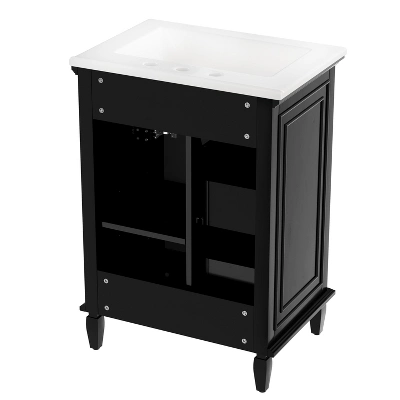 ModernLuxe 24" Bathroom Vanity with Ceramic Sink and Flip Drawer Storage 13 ModernLuxe 24" Bathroom Vanity with Ceramic Sink and Flip Drawer Storage - Image 11