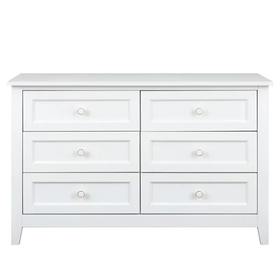 Solid Wood Painted 6 Drawer Dresser With Vintage Round Handles - ModernLuxe 6 Solid Wood Painted 6 Drawer Dresser With Vintage Round Handles - ModernLuxe - Image 4