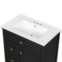 30" Bathroom Vanity With Ceramic Sink, Flip Drawer, 2 Storage Drawers & Adjustable Shelf, Compact Freestanding Vanity Cabinet - 27 30" Bathroom Vanity With Ceramic Sink, Flip Drawer, 2 Storage Drawers & Adjustable Shelf, Compact Freestanding Vanity Cabinet - -Luxe Furniture Sale GUEST ceacb84f ed9b 4658 ae08 9ddc0c8095da