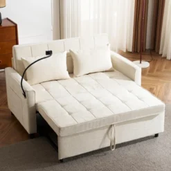 ModernLuxe 57" Loveseat Sleeper Sofa Bed with USB Ports & Phone Holder