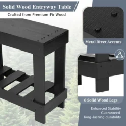 63" Vintage Console Table, Solid Fir Wood Entryway Table With 6 Legs, 4.5" Thick Desktop & Metal Rivet Decor For Living Room - ModernLuxe 14 63" Vintage Console Table, Solid Fir Wood Entryway Table With 6 Legs, 4.5" Thick Desktop & Metal Rivet Decor For Living Room - ModernLuxe -Luxe Furniture Sale GUEST cfb23bf7 95a7 4699 86e6 4ee6734ede1d