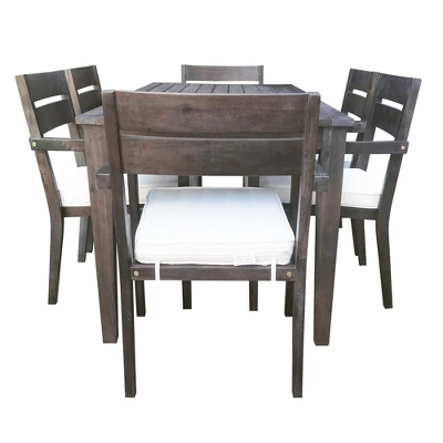 ModernLuxe 7-Piece Acacia Wood Outdoor Dining Set - All-Weather Patio Furniture with 6 Cushioned Chairs 10 ModernLuxe 7-Piece Acacia Wood Outdoor Dining Set - All-Weather Patio Furniture with 6 Cushioned Chairs - Image 8