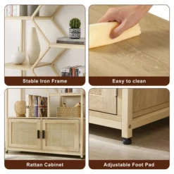 7-Tier Rattan Storage Bookshelf With 2 Doors, Natural – ModernLuxe 19 7-Tier Rattan Storage Bookshelf With 2 Doors, Natural – ModernLuxe -Luxe Furniture Sale GUEST d10b0b4a 3994 46a9 a455 503d01adbc33