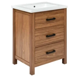 ModernLuxe 24" Bathroom Vanity with Ceramic Basin Sink and 3 Drawers, Natural -Luxe Furniture Sale GUEST d1cd15f9 8fae 4dd1 a134 711d858a6931