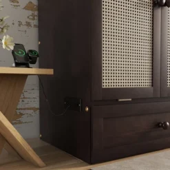 ModernLuxe Queen Size Murphy Cabinet Bed with Rattan Panel & Integrated Charging Station 18 ModernLuxe Queen Size Murphy Cabinet Bed with Rattan Panel & Integrated Charging Station -Luxe Furniture Sale GUEST d207412b 0268 4207 8405 21c2f44247a7