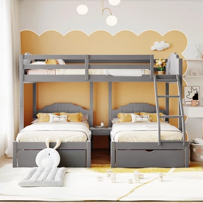 ModernLuxe Triple Bunk Bed - Full Over Twin & Twin with Storage Drawers 4 ModernLuxe Triple Bunk Bed - Full Over Twin & Twin with Storage Drawers - Image 2