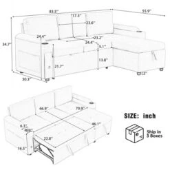 ModernLux 84" L-Shaped Convertible Sectional Sofa Bed with Storage and USB Ports -Luxe Furniture Sale GUEST d25a0960 f2da 4296 8829 20ff4d17adae