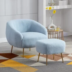 Modern Accent Chair, Teddy Short Plush Particle Velvet Armchair With Ottoman-ModernLuxe 27 Modern Accent Chair, Teddy Short Plush Particle Velvet Armchair With Ottoman-ModernLuxe -Luxe Furniture Sale GUEST d29f0dfc 2c98 4603 9c34 439cac9fb65e