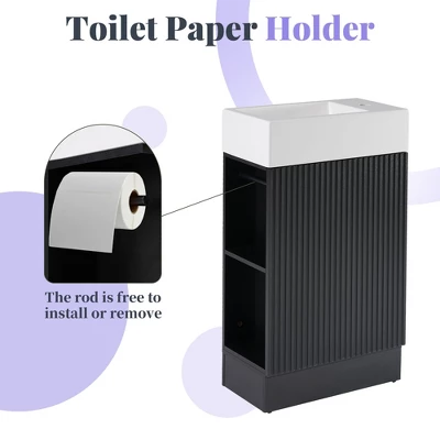 ModernLuxe 18.6" Bathroom Vanity with Ceramic Sink and Reversible Two-Tier Shelf 6 ModernLuxe 18.6" Bathroom Vanity with Ceramic Sink and Reversible Two-Tier Shelf - Image 4