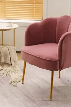 Modern Shell Shape Armchair Accent Chair With Gold Legs-ModernLuxe -Luxe Furniture Sale GUEST d35958aa ed58 42df 9413 98967e7485ff