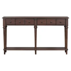 59.8"W Retro Console Table With 4 Drawers And Open Shelf, Perfect For Entryways, Living Room And Hallways - ModernLuxe -Luxe Furniture Sale GUEST d35bb3bc a156 4f34 9648 b281d4bd45d5