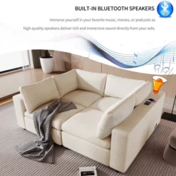 105.9" Upholstered Modular Sofa With USB Charge Ports, Wireless Charging And Built-in Bluetooth Speaker-ModernLuxe 20 105.9" Upholstered Modular Sofa With USB Charge Ports, Wireless Charging And Built-in Bluetooth Speaker-ModernLuxe -Luxe Furniture Sale GUEST d37c8a15 681a 4ee2 82a1 e888ba7d9134