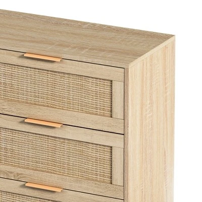 ModernLuxe 6-Drawer Natural Rattan Storage Cabinet - 43.31" Wide Dresser 11 ModernLuxe 6-Drawer Natural Rattan Storage Cabinet - 43.31" Wide Dresser - Image 9
