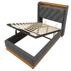 King/Queen/Full/Twin Size Platform Bed, Upholstered Storage Bed Frame With LED Light, USB Ports -ModernLuxe -Luxe Furniture Sale GUEST d39d1aeb 9e87 4ba8 8854 f443c977e317