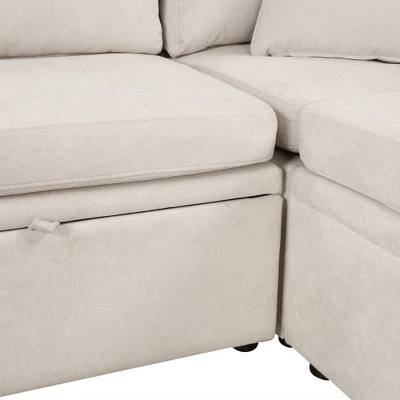 117.3"W Oversized Sectional Sofa U- Shaped Sofa Couch Pull-out Sofa Bed With Two Throw Pillows - ModernLuxe 16 117.3"W Oversized Sectional Sofa U- Shaped Sofa Couch Pull-out Sofa Bed With Two Throw Pillows - ModernLuxe - Image 14