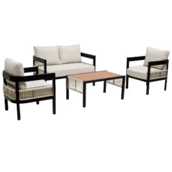 ModernLuxe 4-Piece Outdoor Patio Furniture Set with Wicker Sofa & Table -Luxe Furniture Sale GUEST d3d94b71 0f70 4624 94ba a00e2f4462d0