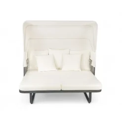 57"W Outdoor Daybed Sunbed, Patio Rattan Chaise Lounge With Canopy, Detachable Pillows For Patio, Backyard, Pool -ModernLuxe 24 57"W Outdoor Daybed Sunbed, Patio Rattan Chaise Lounge With Canopy, Detachable Pillows For Patio, Backyard, Pool -ModernLuxe -Luxe Furniture Sale GUEST d400a185 d4fa 409d a7e5 1b67199b1666