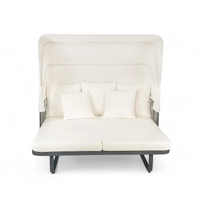 57"W Outdoor Daybed Sunbed, Patio Rattan Chaise Lounge With Canopy, Detachable Pillows For Patio, Backyard, Pool -ModernLuxe 10 57"W Outdoor Daybed Sunbed, Patio Rattan Chaise Lounge With Canopy, Detachable Pillows For Patio, Backyard, Pool -ModernLuxe - Image 8