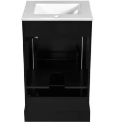 20" Bathroom Vanity With Ceramic Sink, Bathroom Cabinet With Door-Mounted Storage Rack, Adjustable Shelf And Soft Closing Door, White/Black-ModernLuxe 27 20" Bathroom Vanity With Ceramic Sink, Bathroom Cabinet With Door-Mounted Storage Rack, Adjustable Shelf And Soft Closing Door, White/Black-ModernLuxe -Luxe Furniture Sale GUEST d42622c1 c19e 4b31 9d0b ec0a779ad95a