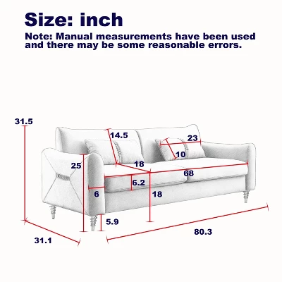 80.3" Modern Velvet Tufted Sofa With 2 Pillows And Gold Legs - ModernLuxe 5 80.3" Modern Velvet Tufted Sofa With 2 Pillows And Gold Legs - ModernLuxe - Image 3