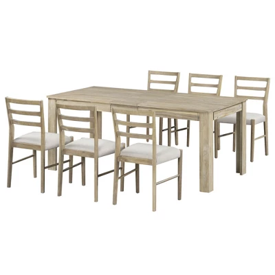 ModernLuxe 7-Piece Extendable Dining Table Set with 6 Upholstered Chairs 8 ModernLuxe 7-Piece Extendable Dining Table Set with 6 Upholstered Chairs - Image 6