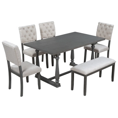 ModernLuxe 6-Piece Dining Table Set with 4 Chairs and Upholstered Bench 6 ModernLuxe 6-Piece Dining Table Set with 4 Chairs and Upholstered Bench - Image 4