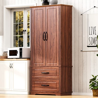 ModernLuxe 71"H Farmhouse Kitchen Pantry Cabinet with 2 Drawers & 8 Door Shelves 17 ModernLuxe 71"H Farmhouse Kitchen Pantry Cabinet with 2 Drawers & 8 Door Shelves - Image 15