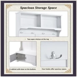 3-in-1 Design Hall Tree Entryway Bench With Shelves Cabinet And Four Hooks-ModernLuxe 21 3-in-1 Design Hall Tree Entryway Bench With Shelves Cabinet And Four Hooks-ModernLuxe -Luxe Furniture Sale GUEST d757f074 553b 46bb a521 da0a48c97caa