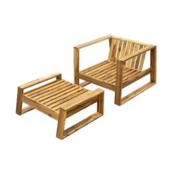 ModernLuxe 3-Piece Outdoor Patio Lounge Set: Acacia Wood Armchair, Ottoman, and Side Table -Luxe Furniture Sale GUEST d77b5c36 05dd 49ca 8a48 e587cb50f02d