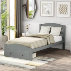 Twin Size Wood Platform Bed Frame With Storage Drawer And Slat Support-ModernLuxe 25 Twin Size Wood Platform Bed Frame With Storage Drawer And Slat Support-ModernLuxe -Luxe Furniture Sale GUEST d87cb0c2 9f8e 42f0 af84 bcd251024947