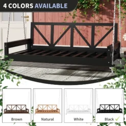 ModernLuxe Twin Size Acacia Wood Patio Swing Bed with 16.4ft Hemp Ropes -Luxe Furniture Sale GUEST d8c86f00 3f81 4b1b 8a8c 57058d019d02