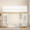 ModernLuxe Twin Size House Bed with Roof, Fence, and Two Movable Wardrobes -Luxe Furniture Sale GUEST d9089b8a 7686 42bc be70 830a7bdd57a0