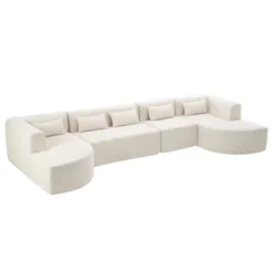 144"W Modular Sectional Sofa, Oversized Upholstered Cloud Couch With 2 Chaise Lounge & 5 Pillows - ModernLuxe -Luxe Furniture Sale GUEST d95d311a ba9d 4bff b758 aff03e5970f3