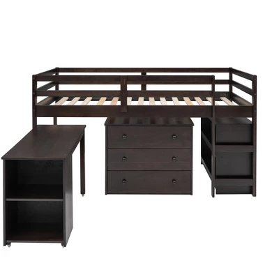 ModernLuxe Low Twin Loft Bed with Rolling Desk and Storage Cabinet 3 ModernLuxe Low Twin Loft Bed with Rolling Desk and Storage Cabinet