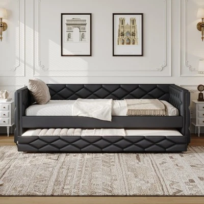 ModernLuxe Full XL Upholstered Daybed with Trundle and App-Controlled LED Lights 3 ModernLuxe Full XL Upholstered Daybed with Trundle and App-Controlled LED Lights