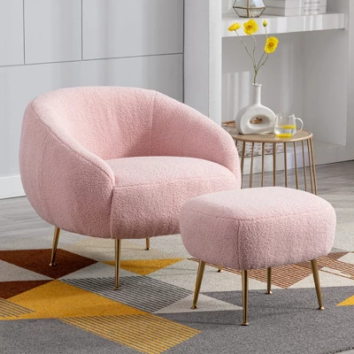 Modern Accent Chair, Teddy Short Plush Particle Velvet Armchair With Ottoman-ModernLuxe 12 Modern Accent Chair, Teddy Short Plush Particle Velvet Armchair With Ottoman-ModernLuxe - Image 10