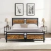 ModernLuxe Queen Size Metal Platform Bed with Wood Headboard and Footboard, Antique Brown 1 ModernLuxe Queen Size Metal Platform Bed with Wood Headboard and Footboard, Antique Brown -Luxe Furniture Sale GUEST daf4b2ce 2b18 47d6 b836 e8f7f3f84b37