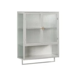 23.62" Glass Door Wall Cabinet With 2-Tier Enclosed Storage, Open Shelves And Towel Rack, White - ModernLuxe 16 23.62" Glass Door Wall Cabinet With 2-Tier Enclosed Storage, Open Shelves And Towel Rack, White - ModernLuxe -Luxe Furniture Sale GUEST db1c8a57 08d4 49fc a86f 233f149104c8