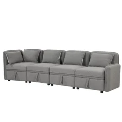 122.8" Minimalist Convertible Modular Sofa, Upholstered Sectional Sofa Couch With 5 Pillows-ModernLuxe 20 122.8" Minimalist Convertible Modular Sofa, Upholstered Sectional Sofa Couch With 5 Pillows-ModernLuxe -Luxe Furniture Sale GUEST db8c769f 873d 402b bea5 b7a0feead322