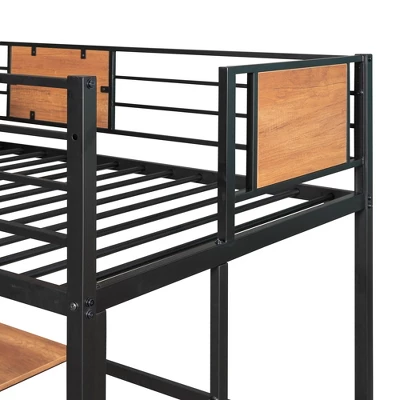 ModernLuxe Twin Metal Loft Bed with Integrated Desk and Storage Shelves 10 ModernLuxe Twin Metal Loft Bed with Integrated Desk and Storage Shelves - Image 9