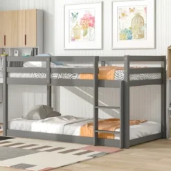 ModernLuxe Twin Size Loft Bed with Integrated Safety Rail and Ladder