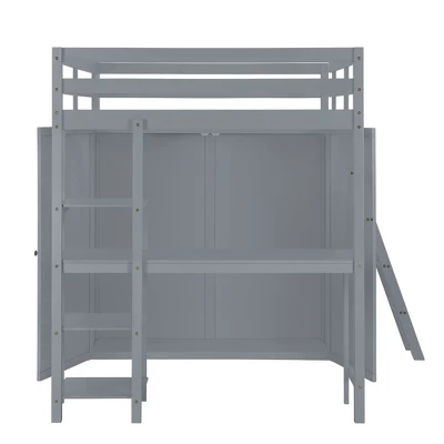 ModernLuxe Loft Bed with Integrated Wardrobe, Desk, and Storage Shelves 9 ModernLuxe Loft Bed with Integrated Wardrobe, Desk, and Storage Shelves - Image 7