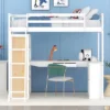 ModernLuxe Wood Loft Bed with Integrated Desk, Shelves, and Storage Drawer -Luxe Furniture Sale GUEST dd7eb362 00d3 464f b117 f3efabd867ea