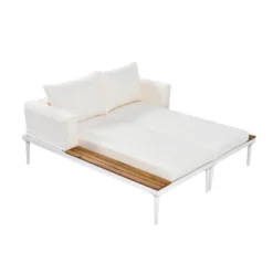 ModernLuxe Outdoor Patio Daybed - 2-in-1 Padded Chaise Lounge with Acacia Wood Side Tables 17 ModernLuxe Outdoor Patio Daybed - 2-in-1 Padded Chaise Lounge with Acacia Wood Side Tables -Luxe Furniture Sale GUEST de9365fb ae6a 4136 84db 4b9a0731b115