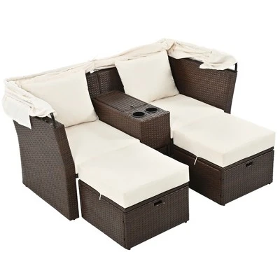 ModernLuxe 2-Seater Outdoor Rattan Daybed with Foldable Sunshade Canopy 10 ModernLuxe 2-Seater Outdoor Rattan Daybed with Foldable Sunshade Canopy - Image 8