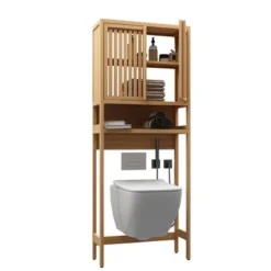 ModernLuxe 64.76" Tall Bamboo Over-the-Toilet Storage Cabinet with 2 Doors -Luxe Furniture Sale GUEST dec19227 df05 4eca bd26 e8bfb616763a