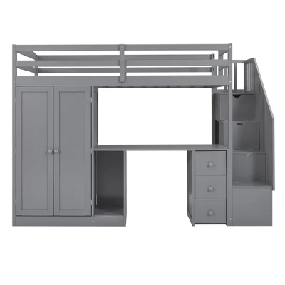ModernLuxe Twin Loft Bed: All-in-One Desk, Wardrobe & Storage Solution 7 ModernLuxe Twin Loft Bed: All-in-One Desk, Wardrobe & Storage Solution - Image 5