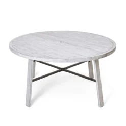 ModernLuxe 6-Person Outdoor Wooden Dining Set with Umbrella Hole & Cushions - Antique Gray -Luxe Furniture Sale GUEST df423d44 5261 45f5 802c f9fe12f7ff30